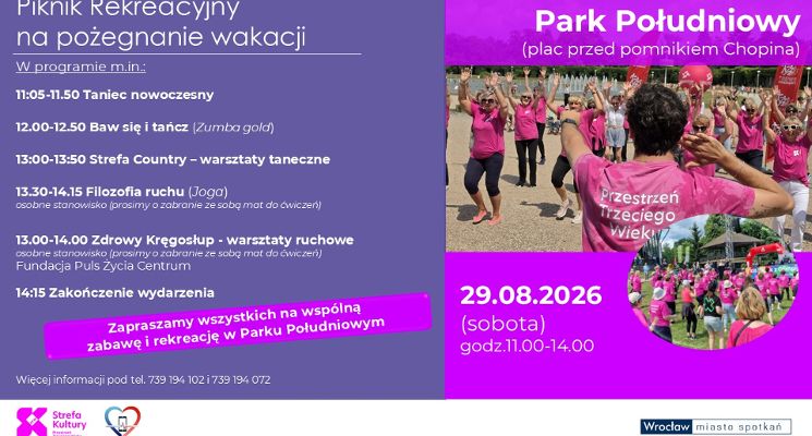 Plakat Piknik rekreacyjny na pożegnanie wakacji w Parku Południowym