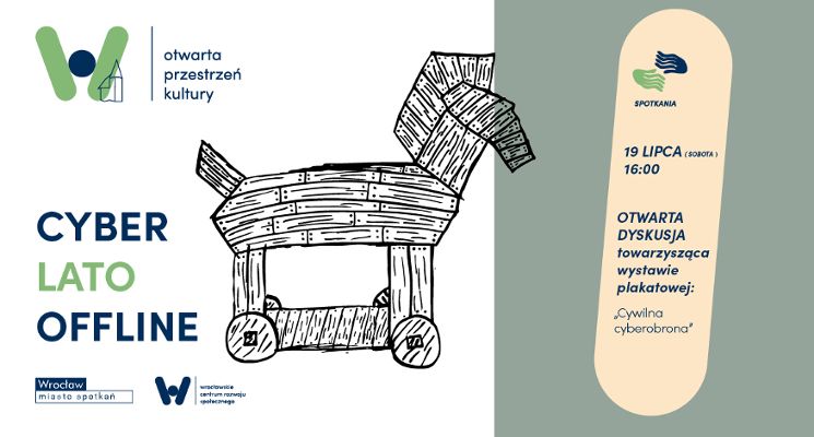 Plakat Cyberlato offline – rozmowa i wystawa plakatowa