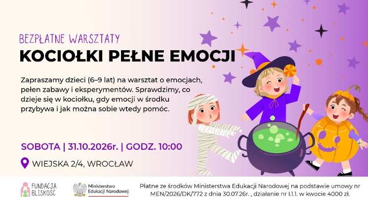 Plakat Kociołki pełne emocji! BEZPŁATNE warsztaty dla dzieci (6-9 lat)