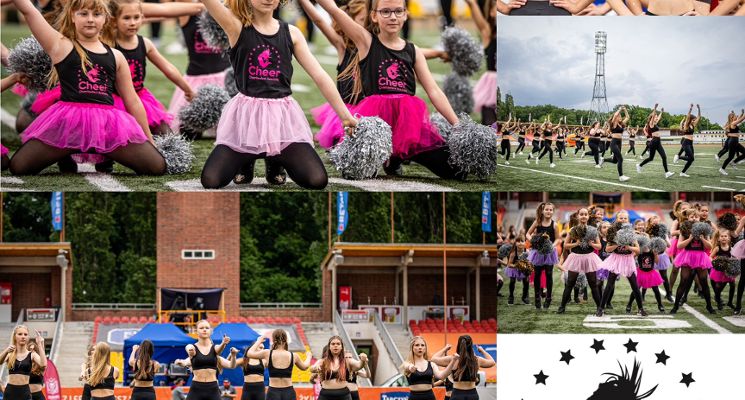 Plakat Nabór do Cheerleaders Academy na nowy sezon – taniec z pomponami i akrobatyka