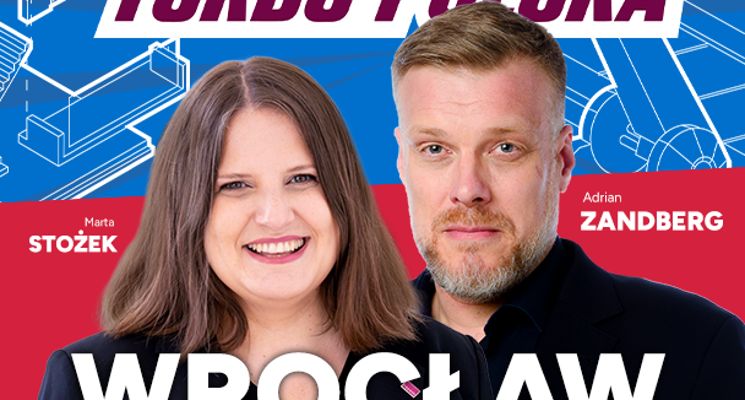 Plakat TURBOPOLSKA | Wrocław | Adrian Zandberg i Marta Stożek na Wyspie Słodowej