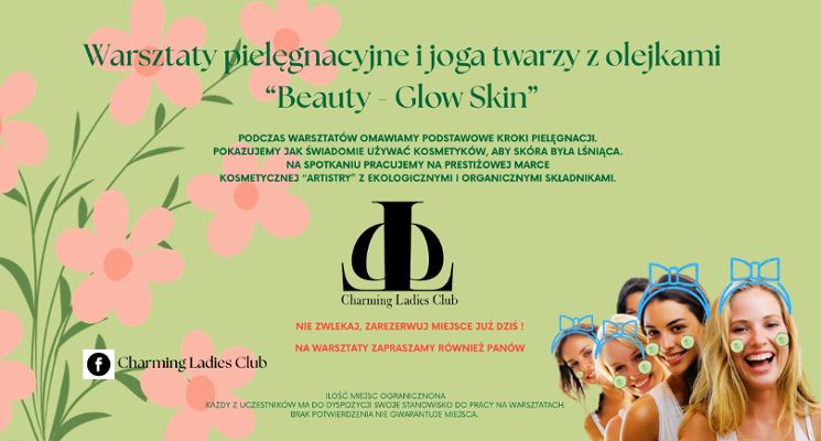 Plakat WARSZTATY PIELĘGNACYJNE I JOGA TWARZY Z OLEJKAMI