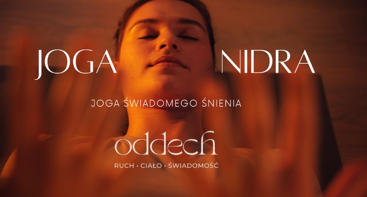 Plakat Joga nidra we Wrocławiu – sesja głębokiego relaksu i pracy z podświadomością