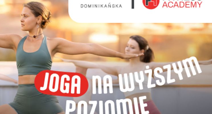 Plakat Joga na wyższym poziomie - cykl bezpłatnych zajęć jogi na dachu z Fitness Academy