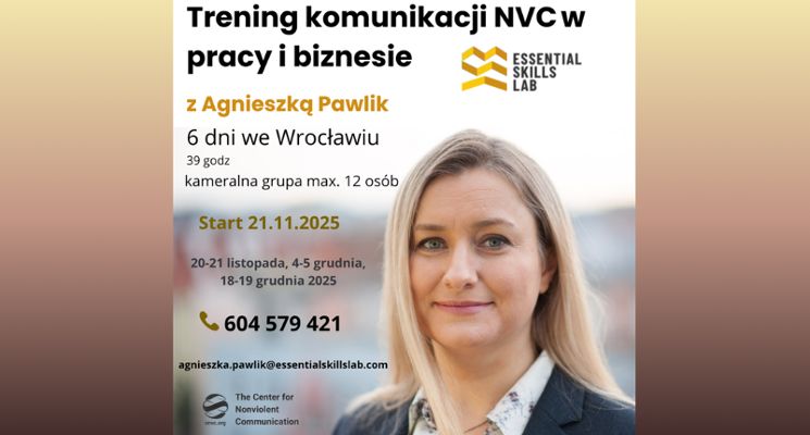 Plakat Trening komunikacji NVC w pracy i biznesie – Jesień ’25