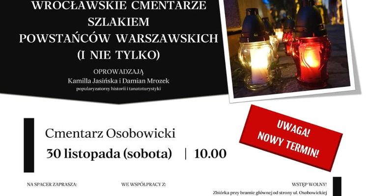 Plakat Darmowy spacer z przewodnikiem po Cmentarzu Osobowickim
