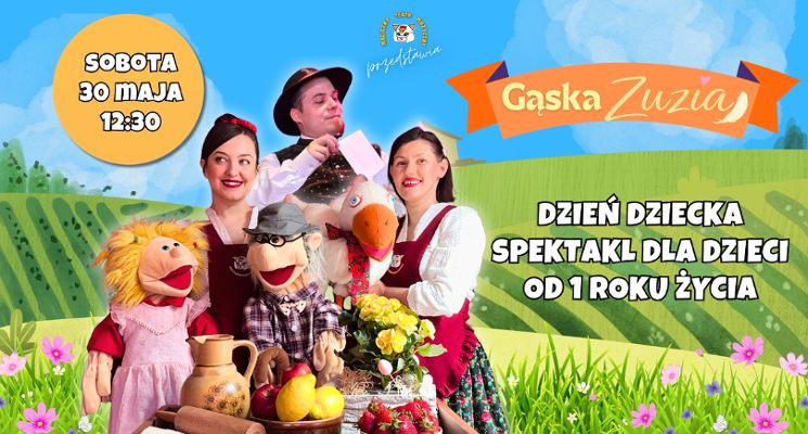 Plakat Dzień Dziecka| "Gąska Zuzia"| Interaktywny spektakl dla najmłodszych od 1 ROKU ŻYCIA