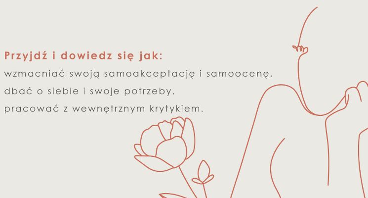 Plakat „Bądź dla siebie dobra” bezpłatne warsztaty z okazji Dnia Kobiet