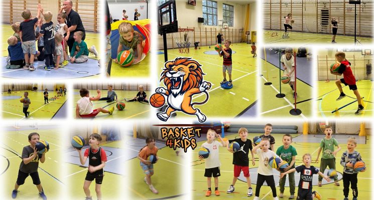 Plakat Bezpłatne zajęcia ogólnorozwojowe z elementami koszykówki dla dzieci