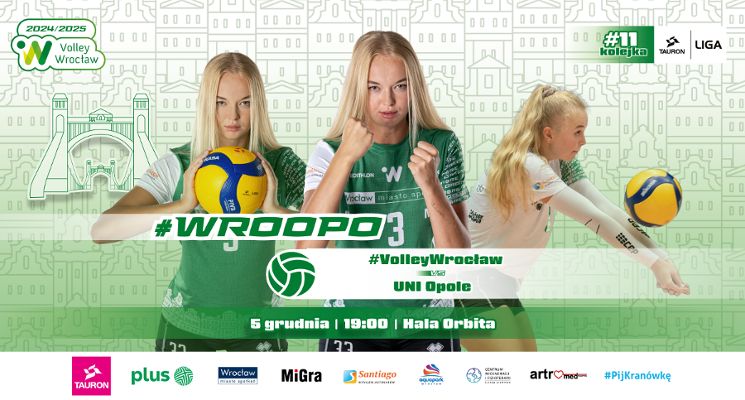 Plakat Mecz #VolleyWrocław vs UNI Opole - 11. kolejka TAURON Ligi