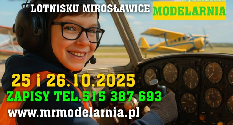 Plakat Rodzinna wycieczka edukacyjna na podwrocławskim lotnisku Mirosławice