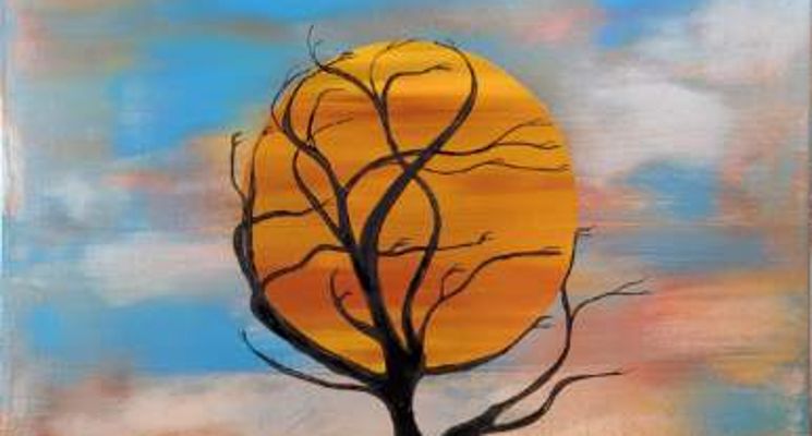 Plakat Wystawa malarstwa nowoczesnego Michała Garlińskiego "Drzewa"