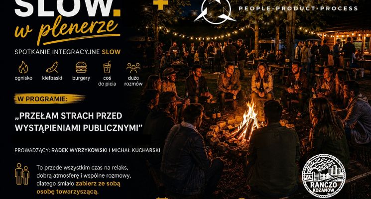 Plakat Spotkanie Przedsiębiorców SLOW - Przełam strach przed wystąpieniami publicznymi