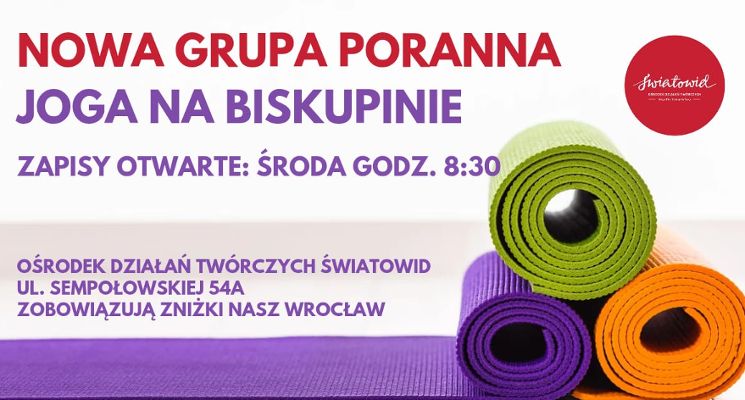 Plakat JOGA OD PODSTAW na Biskupinie