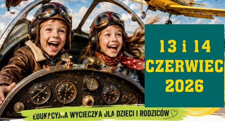 Plakat Ekspresowa rodzinna wycieczka w świat samolotów na podwrocławskim lotnisku sportowym w Mirosławicach