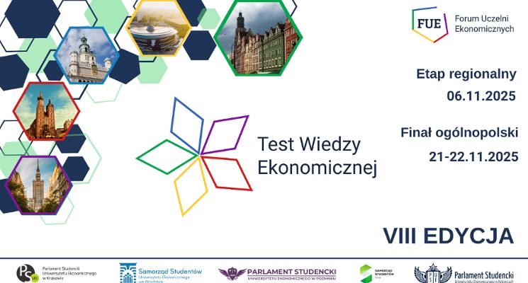 Plakat Test Wiedzy Ekonomicznej 2025. Etap regionalny we Wrocławiu