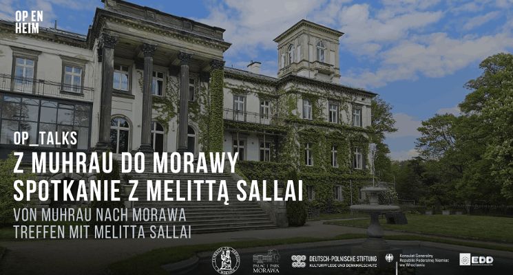 Plakat OP_TALKS | Z Muhrau do Morawy – spotkanie z Melittą Sallai