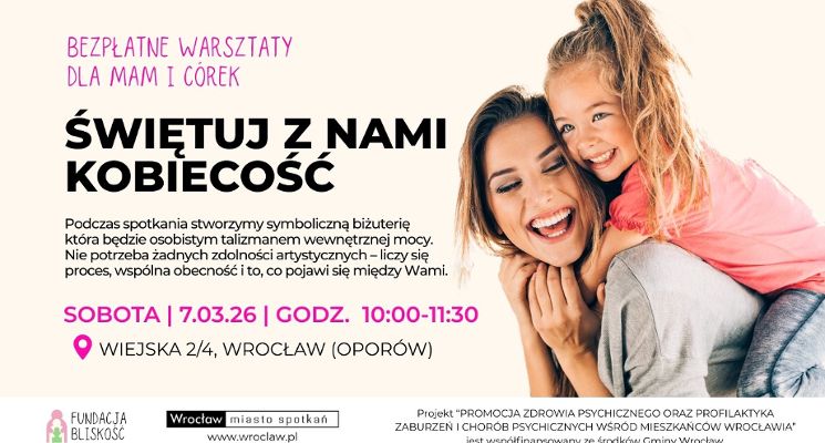 Plakat Bezpłatne warsztaty dla mam i córek z okazji dnia kobiet