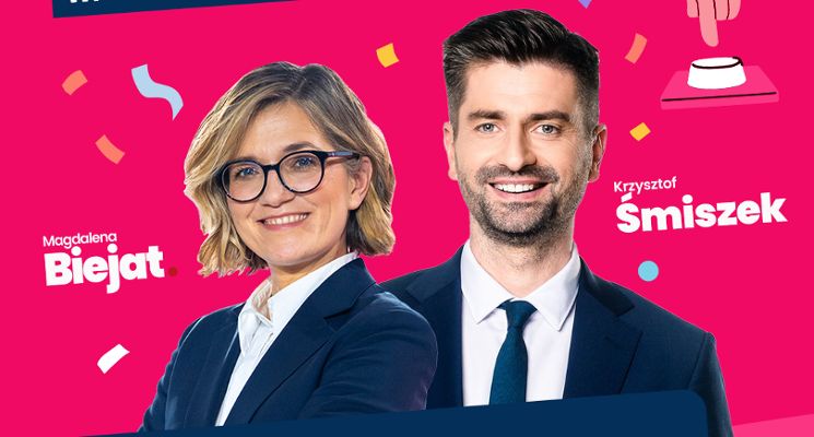 Plakat Teleturniej o Polskę: migracja ∙ gospodarka ∙ prawa człowieka