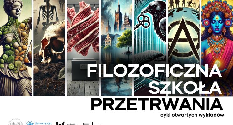 Plakat Filozoficzna Szkoła Przetrwania – cykl otwartych filozoficznych spotkań w Przejściu Dialogu