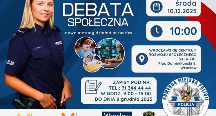 Plakat „Nie daj się oszukać” – debata o bezpieczeństwie seniorów 10 grudnia 2025 r., godz. 10:00