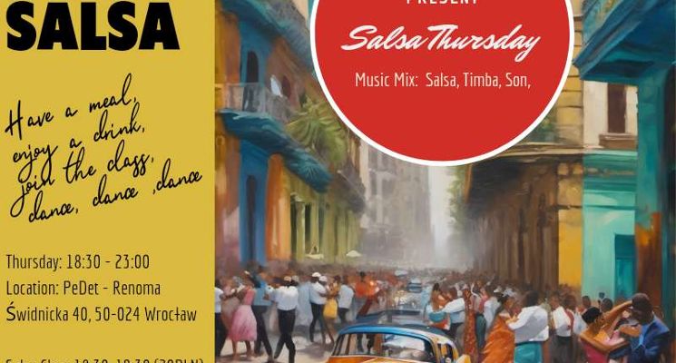 Plakat After work salsa at Pedet. Potańcówka salsowa