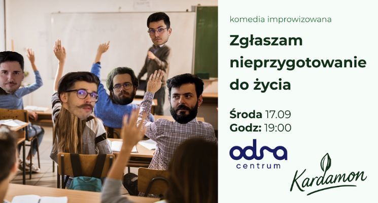 Plakat Komedia improwizowana na statku „Zgłaszam nieprzygotowanie do życia”