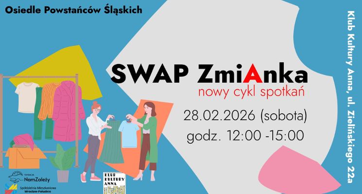 Plakat ZmiAnka w Klubie Kultury „Anna” – SWAP - daj ubraniom drugie życie!
