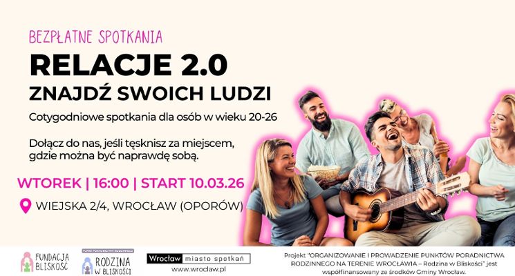 Plakat Spotkania dla młodych dorosłych Relacje 2.0