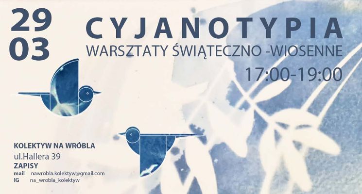Plakat Cyjanotypia - warsztaty.