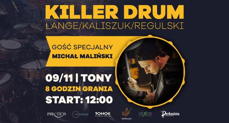 Plakat Warsztaty perkusyjne „Killer Drum” z Michałem Malińskim