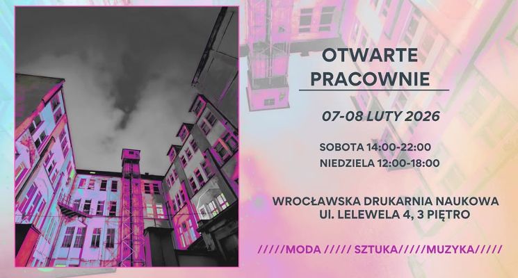 Plakat Otwarte Pracownie WDN / TMH.kolektyw / Kreska / Wrocławski Warsztat Muzyczny