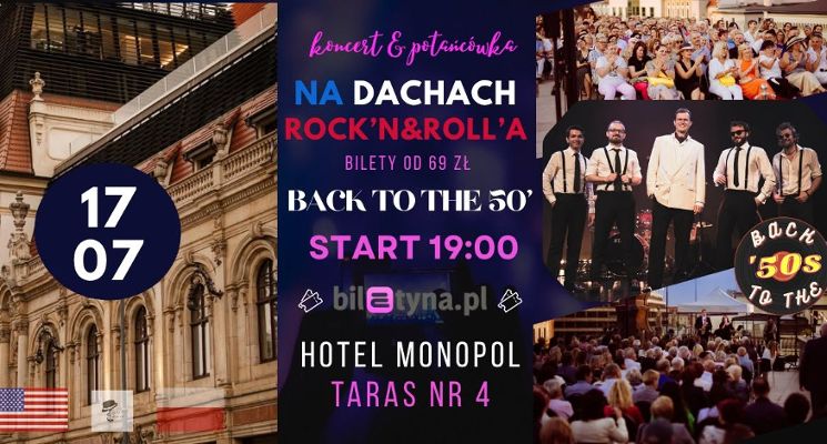 Plakat NOC ROCK'n ROLL'a na Dachu Hotelu Monopol | Tribute to Elvis Presley & friends | Back to the 50's