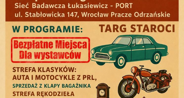Plakat RetroPracze – Sąsiedzki Targ Skarbów i Wspomnień na Praczach Odrzańskich