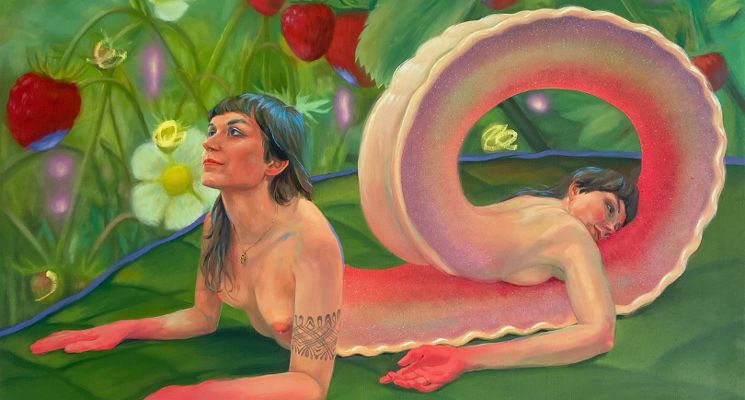 Plakat Bohaterowie Współczesnej Melancholii - wystawa malarstwa Miriam Pawlęgi