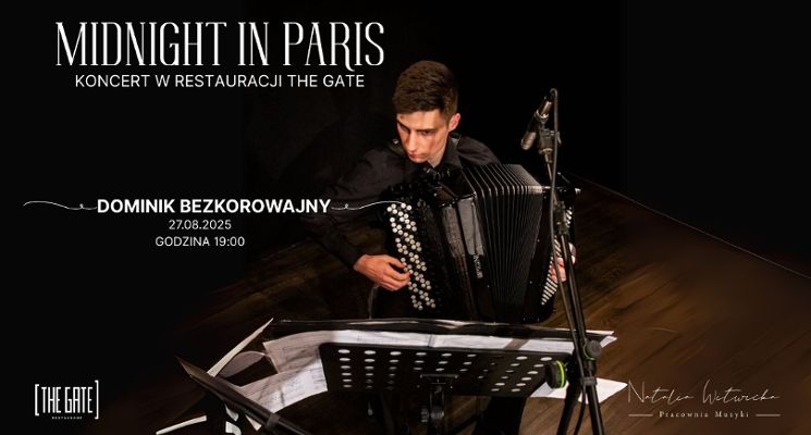 Plakat Midnight in Paris – koncert piosenki francuskiej na akordeonie
