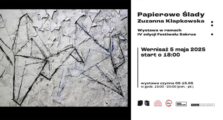 Plakat Wernisaż wystawy „Papierowe ślady” Zuzanny Kłapkowskiej w ramach Sakura Festiwal