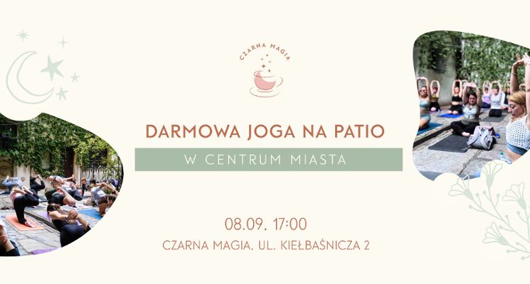 Plakat Darmowa joga na patio w centrum miasta