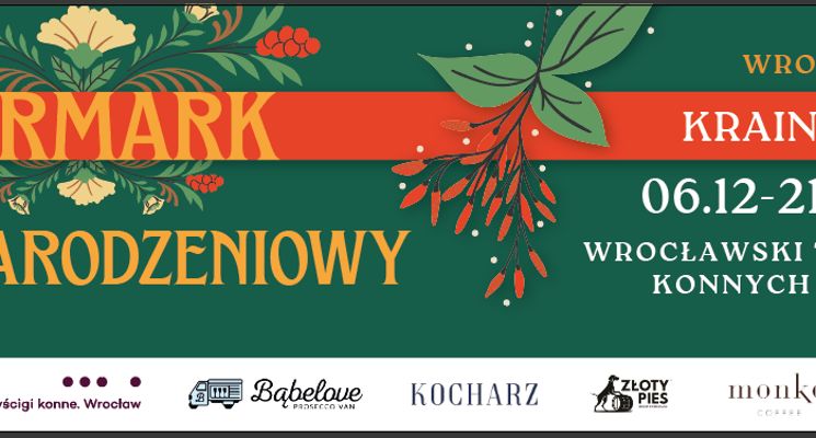 Plakat Jarmark Bożonarodzeniowy Kraina Koni, 6-21.12.2025 Wrocławski Tor Wyścigów Konnych