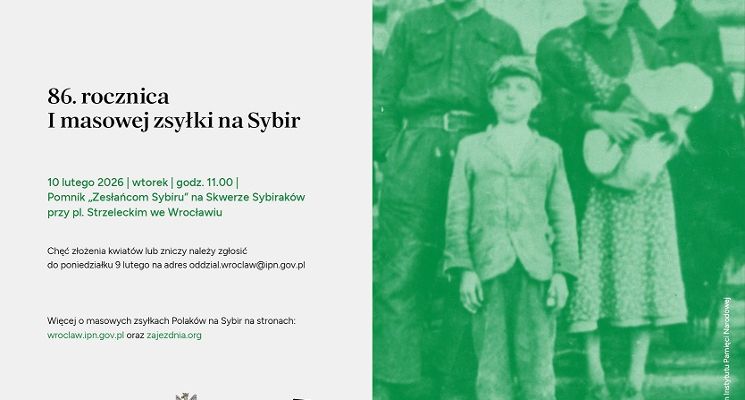 Plakat 86 rocznica I masowej deportacji Polaków na Skwerze Sybiraków