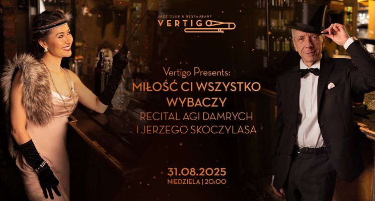 Plakat „Miłość Ci wszystko wybaczy” – Recital Agi Damrych & Jerzego Skoczylasa
