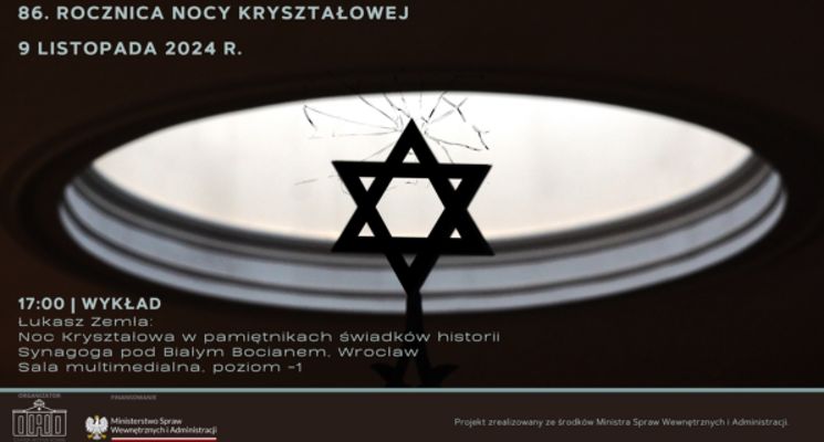Plakat Wykład „Noc Kryształowa w pamiętnikach świadków historii”