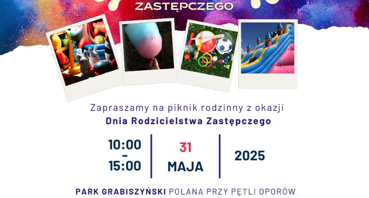 Plakat Piknik Rodzinny z okazji Dnia Rodzicielstwa Zastępczego