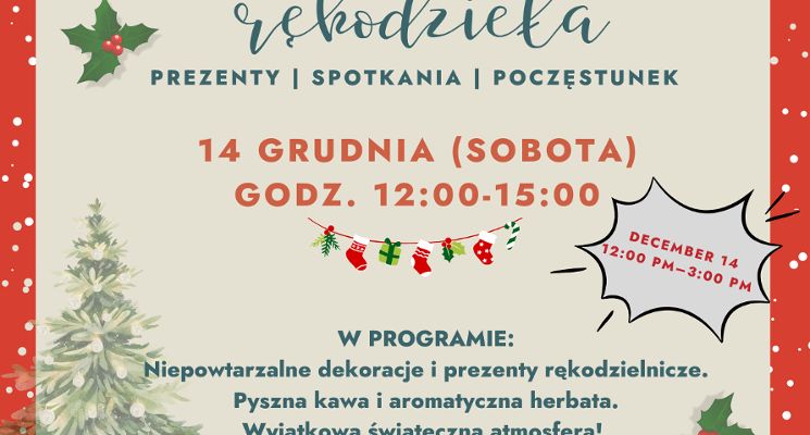 Plakat Świąteczny kiermasz rękodzieła w Klubie Kultury Anna