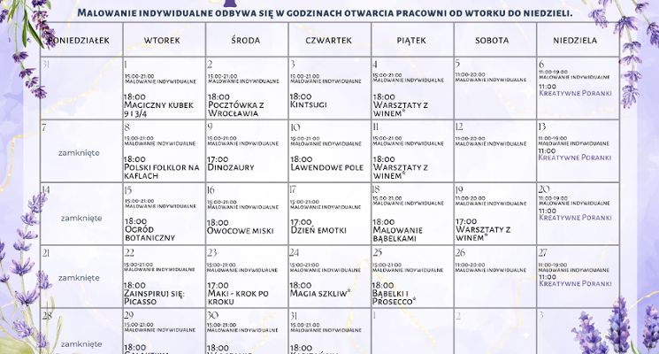 Plakat Wydarzenia w lipcu w MaluMice