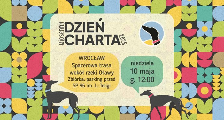Plakat Wrocław - Wiosenny Dzień Charta - Charytatywny Spacer - Fundacja Chartoterapia