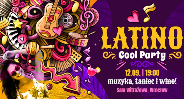 Plakat Latino Cool Party – muzyka, taniec i wino
