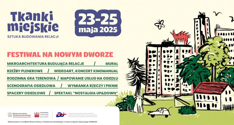Plakat „Tkanki miejskie – sztuka budowania relacji” | Święto osiedla Nowy Dwór
