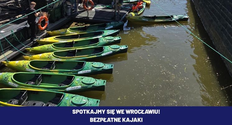 Plakat Bezpłatne kajaki – spotkajmy się we Wrocławiu!