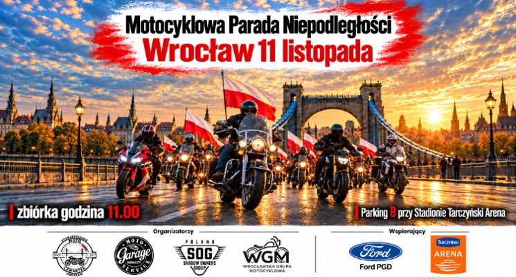 Plakat Motocyklowa Parada Niepodległości – Wrocław 2026